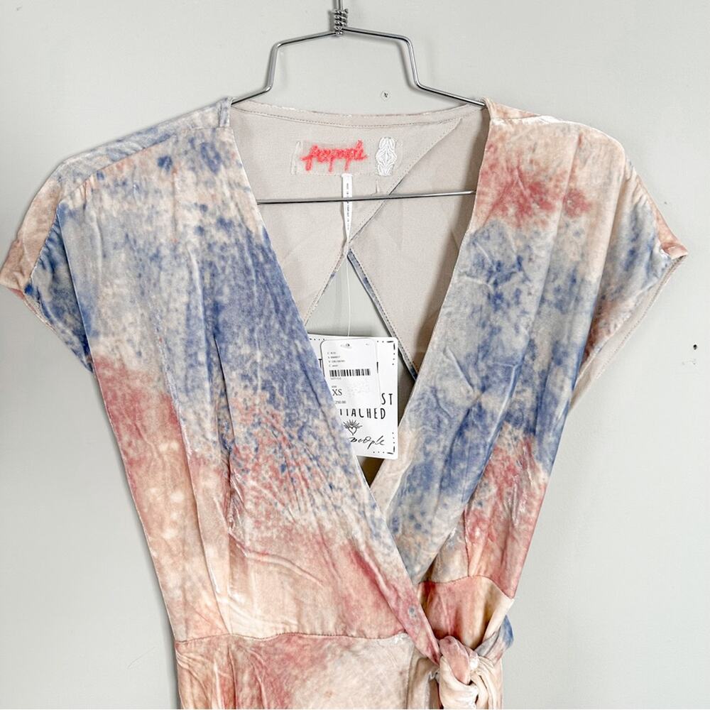 Free People Desert Flower Velvet Maxi Dress NWT XS Pink Blue Tie Dye - Picture 4 of 9